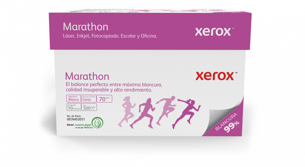 Caja de Papel "Tamaño Carta o Oficio" Xerox "Marathon" Multipropósito 99% Blancura 5000 hojas