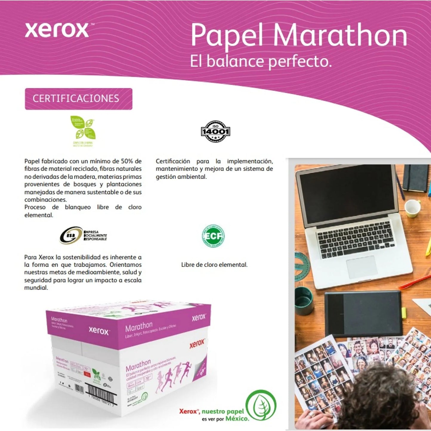 Caja de Papel "Tamaño Carta o Oficio" Xerox "Marathon" Multipropósito 99% Blancura 5000 hojas