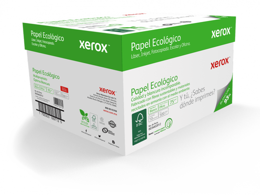 Caja de Papel "Tamaño Carta o Oficio" Xerox "Papel Ecológico" Multipropósito 93% Blancura 5000 hojas